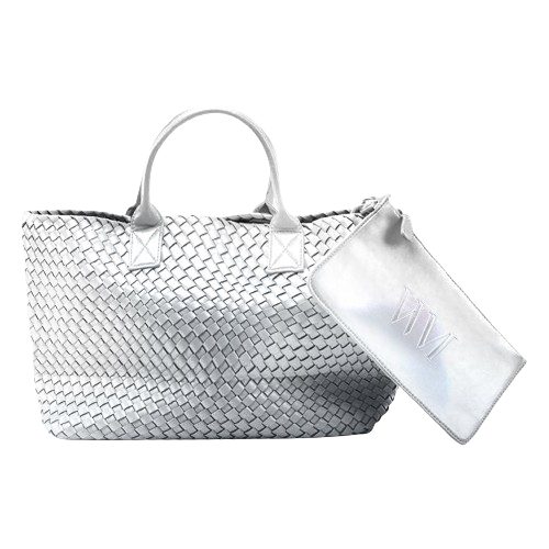 The Nicola 2.0 Weave Tote Bag in silver