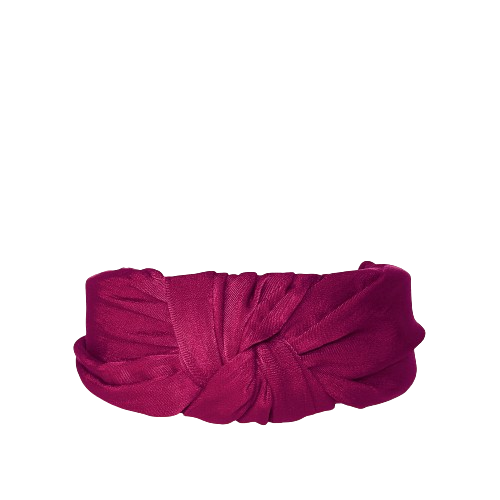The Satin Knot Headband in burgundy