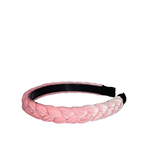The Velvet Plait Headband in pink