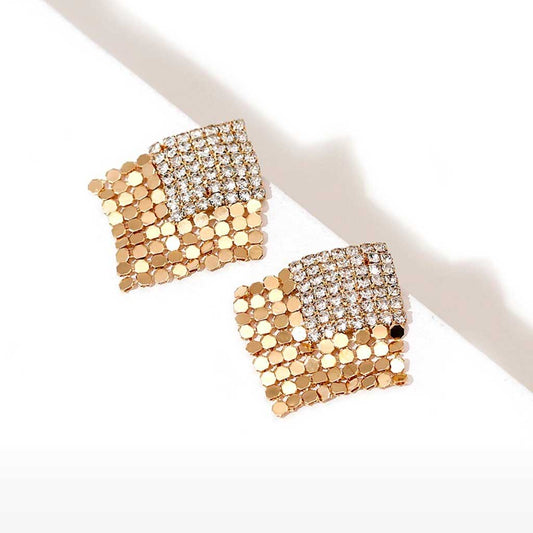 Metal Tassel Stud Earrings in gold