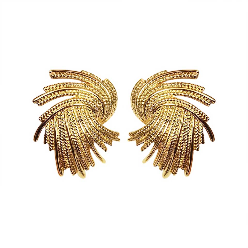 Twisted Swirl Stud Earrings in vintage gold