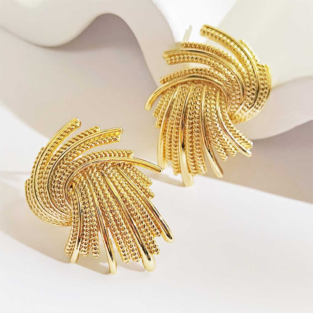 Twisted Swirl Stud Earrings in vintage gold