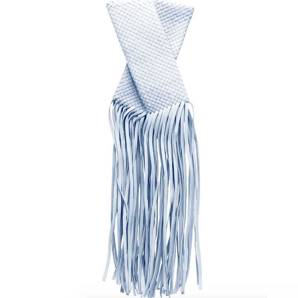 The Alaia Tassel Weave Clutch Bag in pale blue
