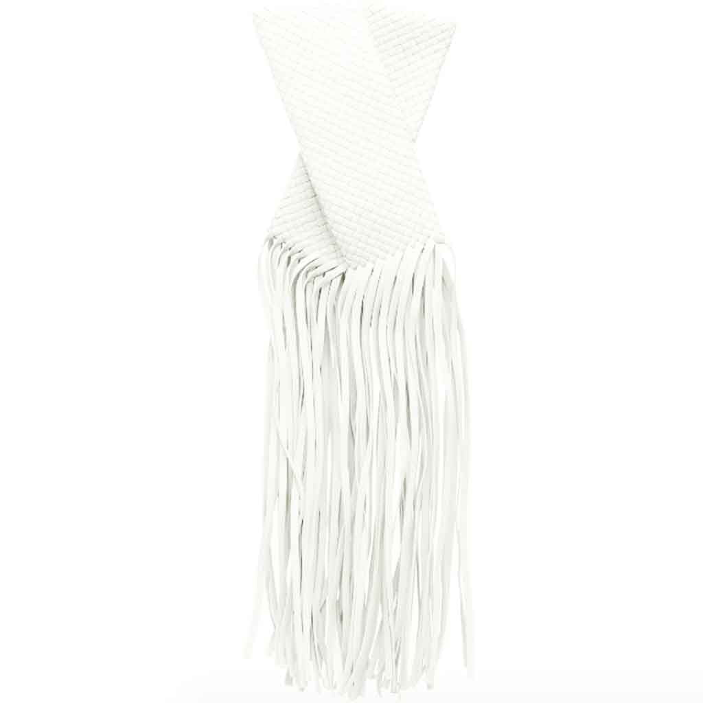 The Alaia Tassel Weave Clutch Bag in white