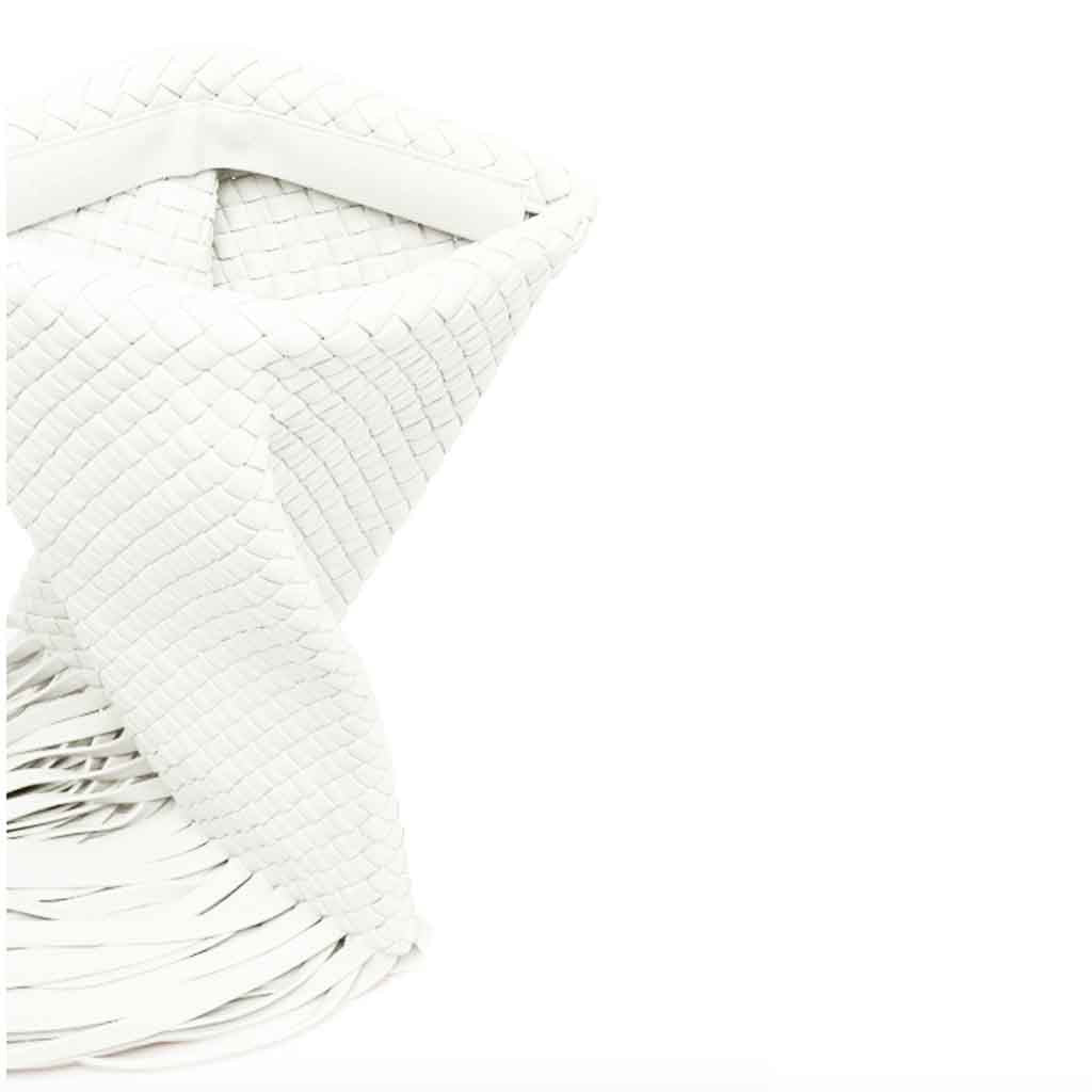 The Alaia Tassel Weave Clutch Bag in white