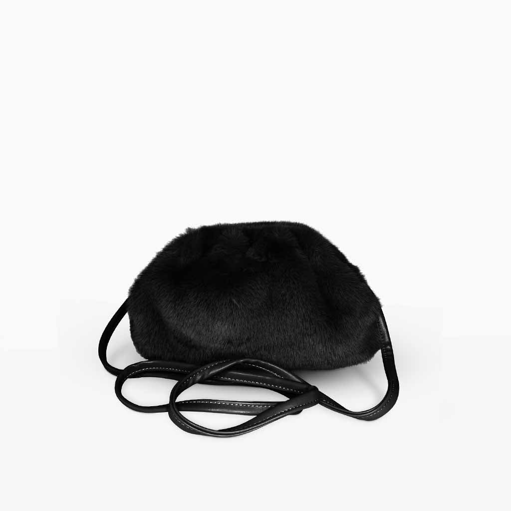 The Amelia Faux Fur Crossbody bag in black