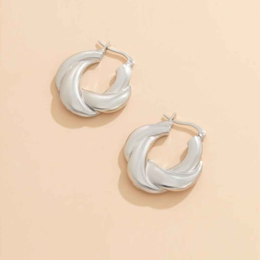 Geometric Hoop Earrings in silver