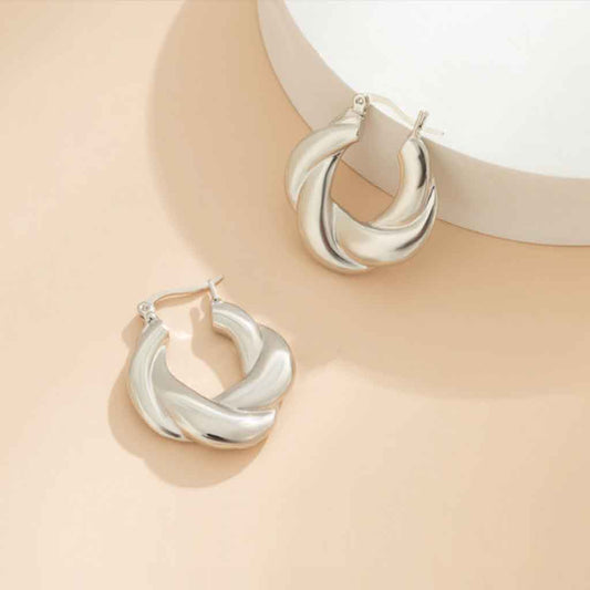 Geometric Hoop Earrings in silver
