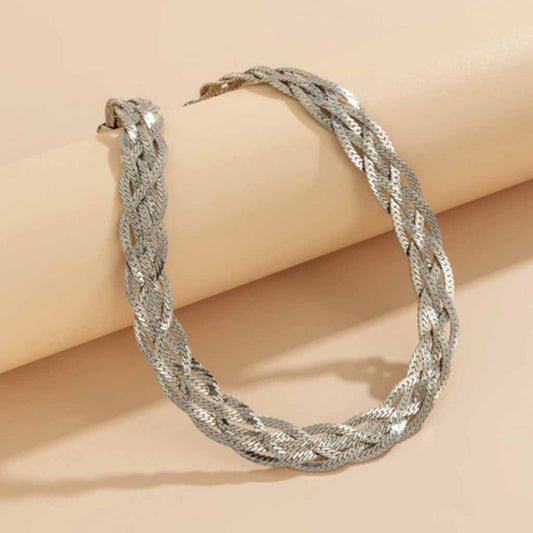 Thick Snake Twist Chain Necklace in silver