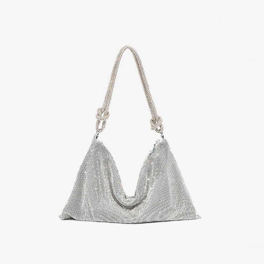 The Carrie Rhinestone Shoulder Bag in silver