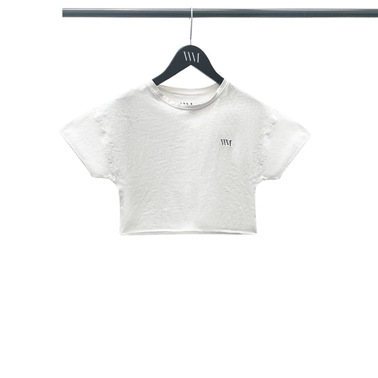 Loose Fit Branded Cropped T-shirt in white