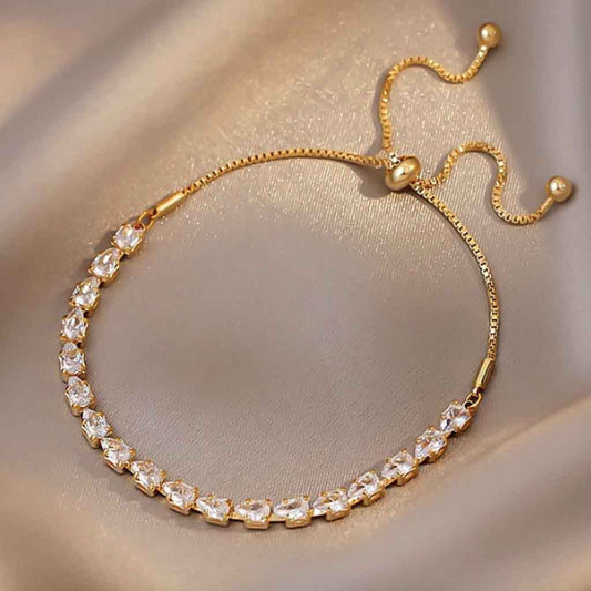 Crystal Teardrop Drawstring Bracelet in gold