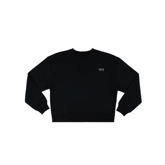 Unisex Organic Cotton Drop Shoulder Sweater in black