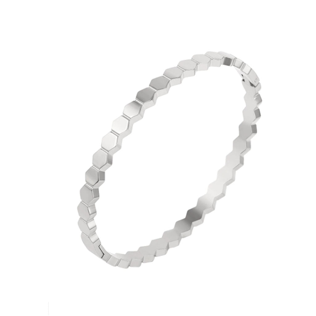 Thin Honeycomb Bangle in silver