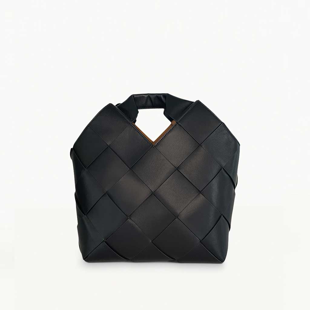 The Julia Leather Woven Tote bag in black