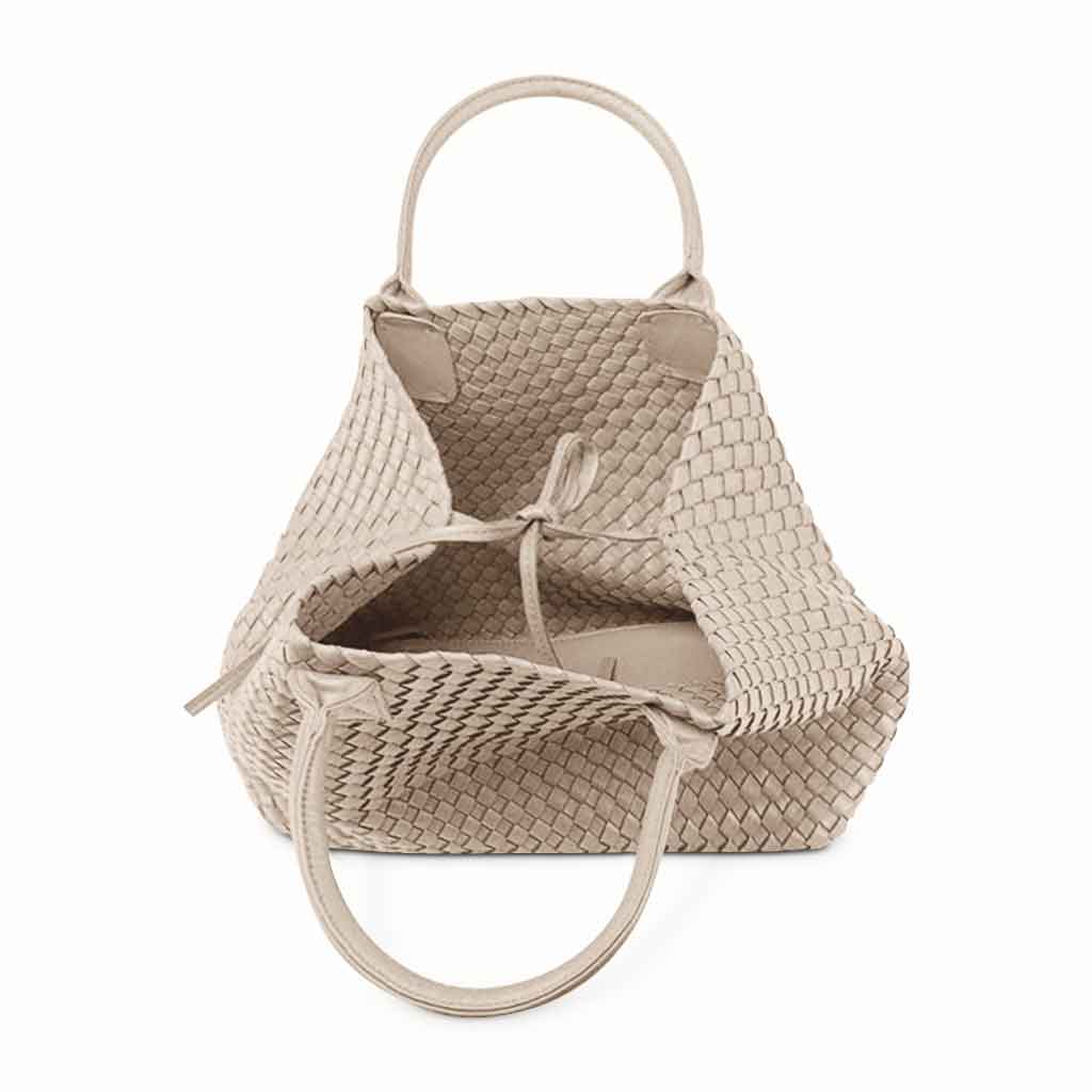 The Nicola 2.0 Weave Tote Bag in champagne