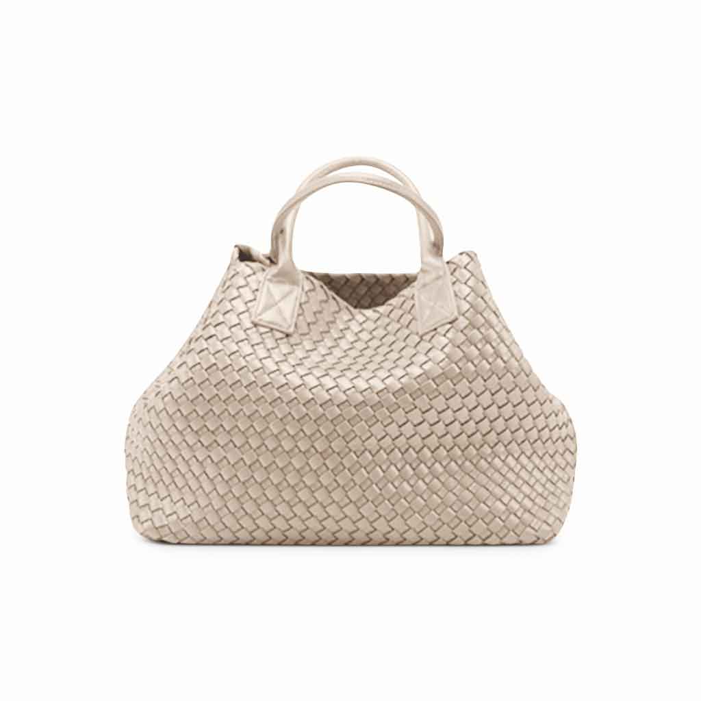 The Nicola 2.0 Weave Tote Bag in champagne