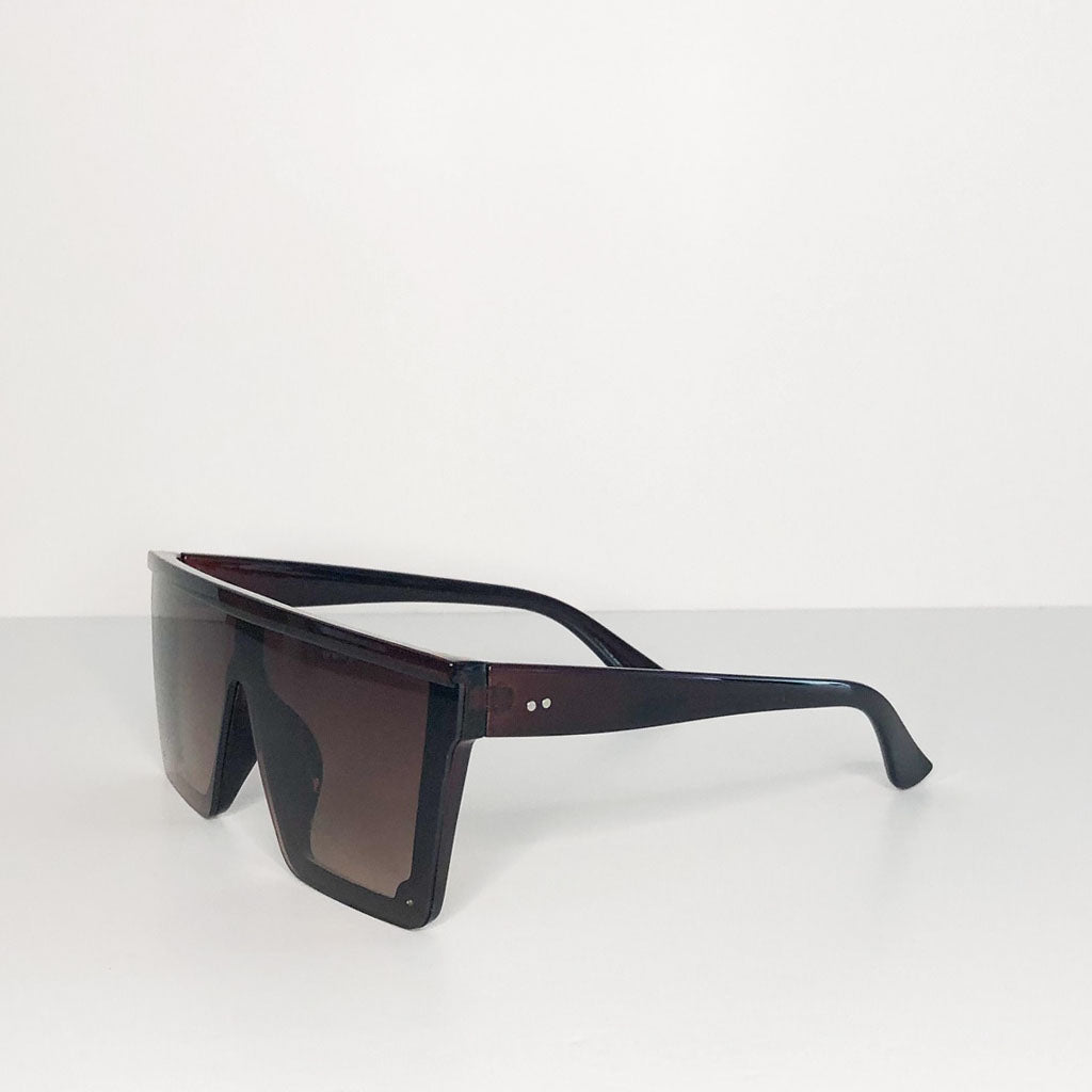 Oversized Square Flat Top Sunglasses in brown