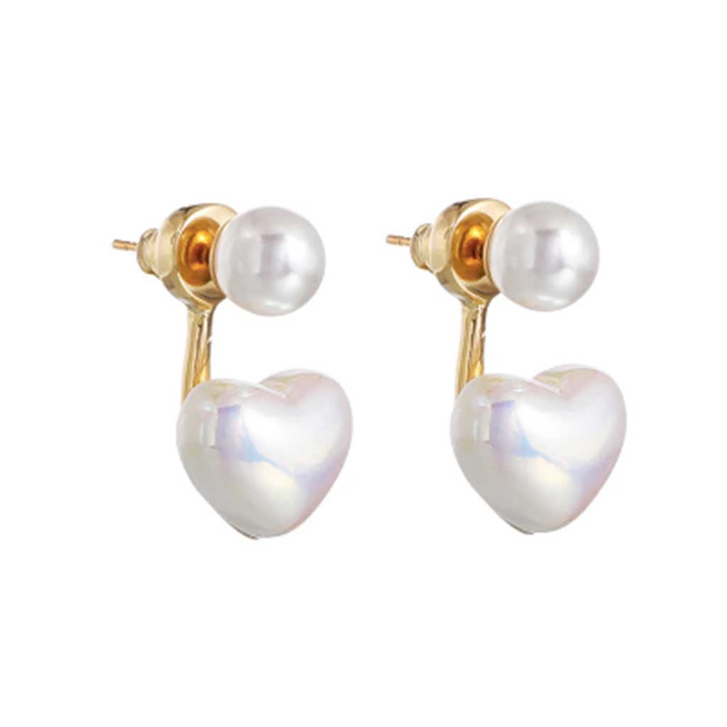 Pearl Heart Earrings in white