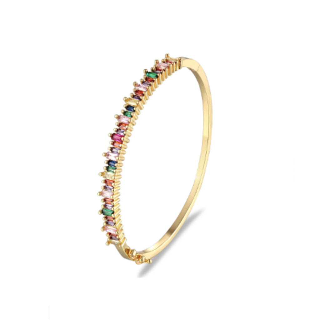 Rainbow Cluster Bangle in gold